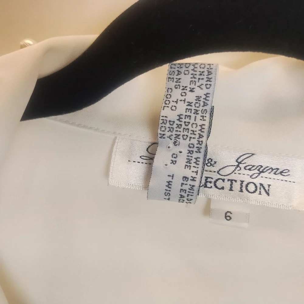 Laura & Jayne Short Sleeve Blouse Women's 6 White Pearl Vintage Coquette Femine - Picture 9 of 11
